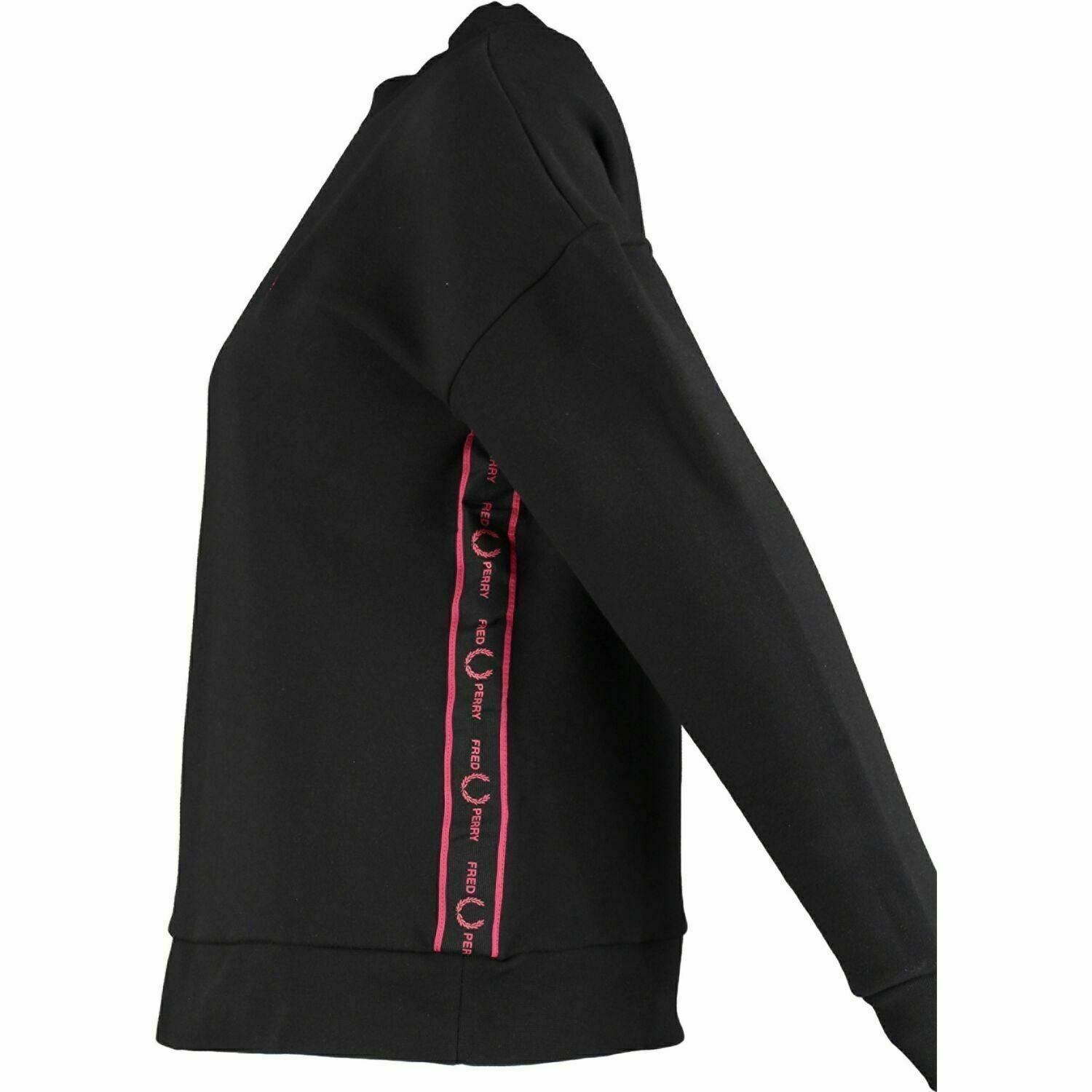 FRED PERRY Women's Black & Pink Side Tape Sweatshirt, UK 10