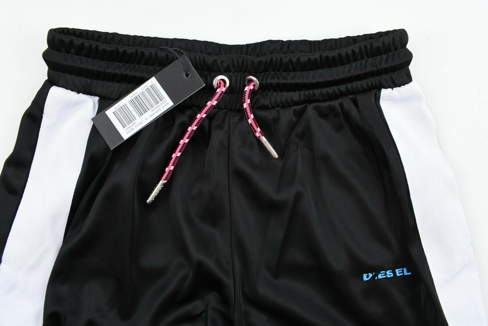 DIESEL Girls' PROBIN Wide Leg Track Joggers Trousers, Black/White, size 14 years