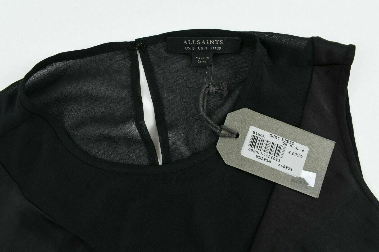 ALLSAINTS Women's NURI Black Loose Fit Mini Dress, UK 8