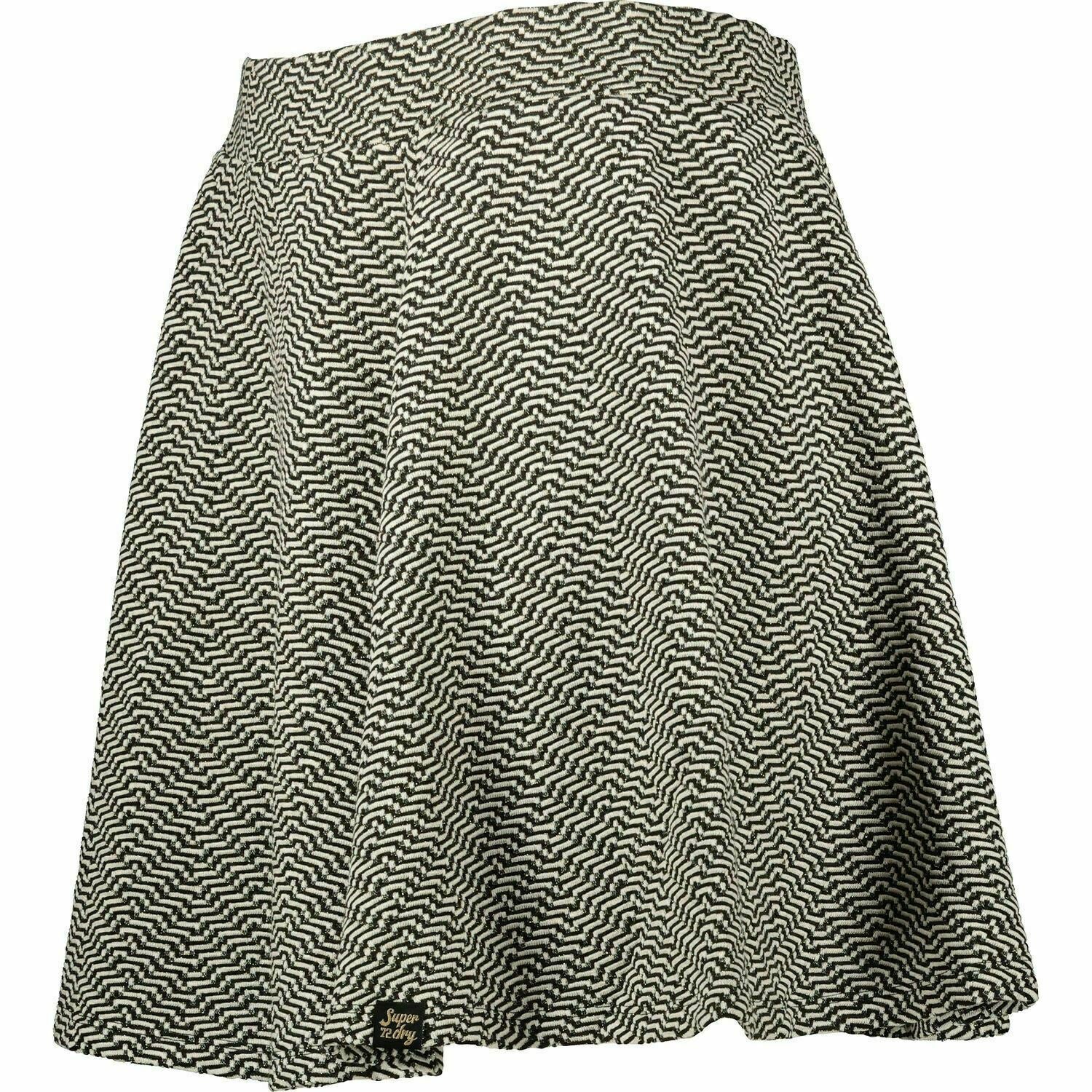 SUPERDRY Women's SHERRI Skater Skirt, Ecru Black Gold, size XS / UK 8