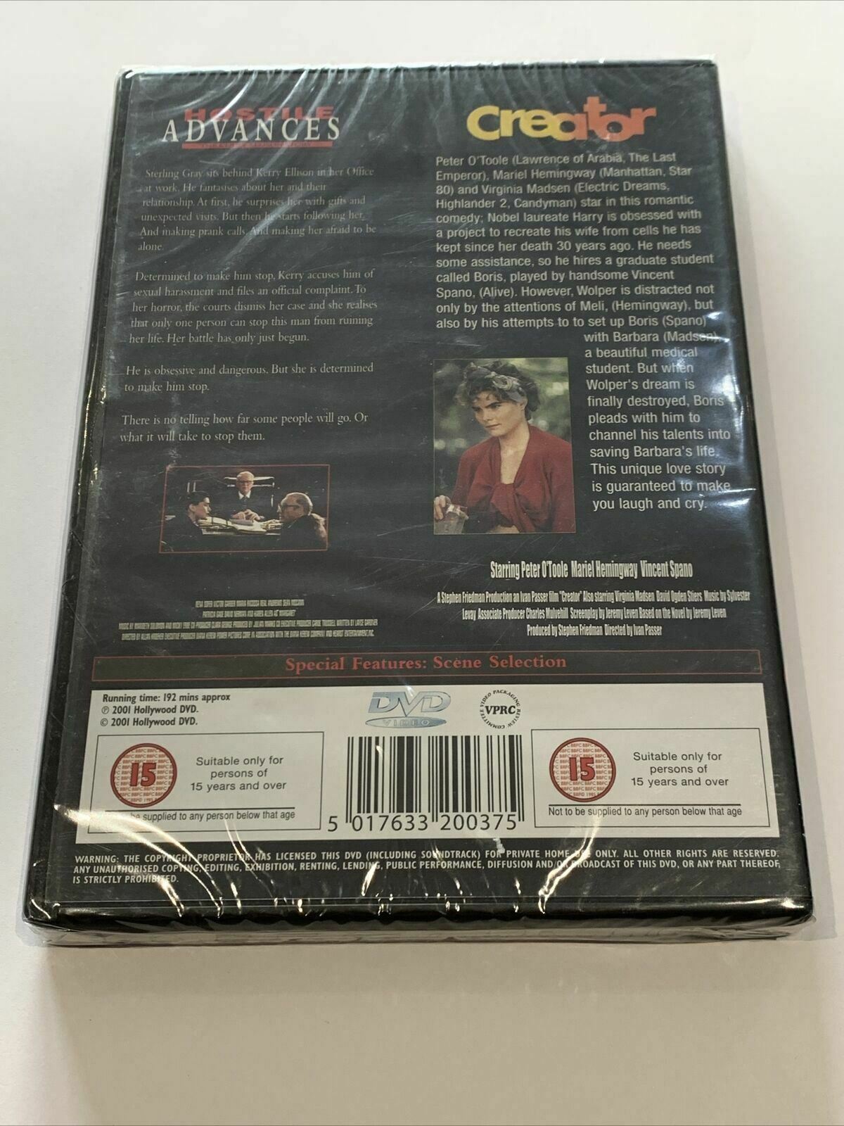 Hostile Advances / Creator DVD  Sealed  Region 2 UK
