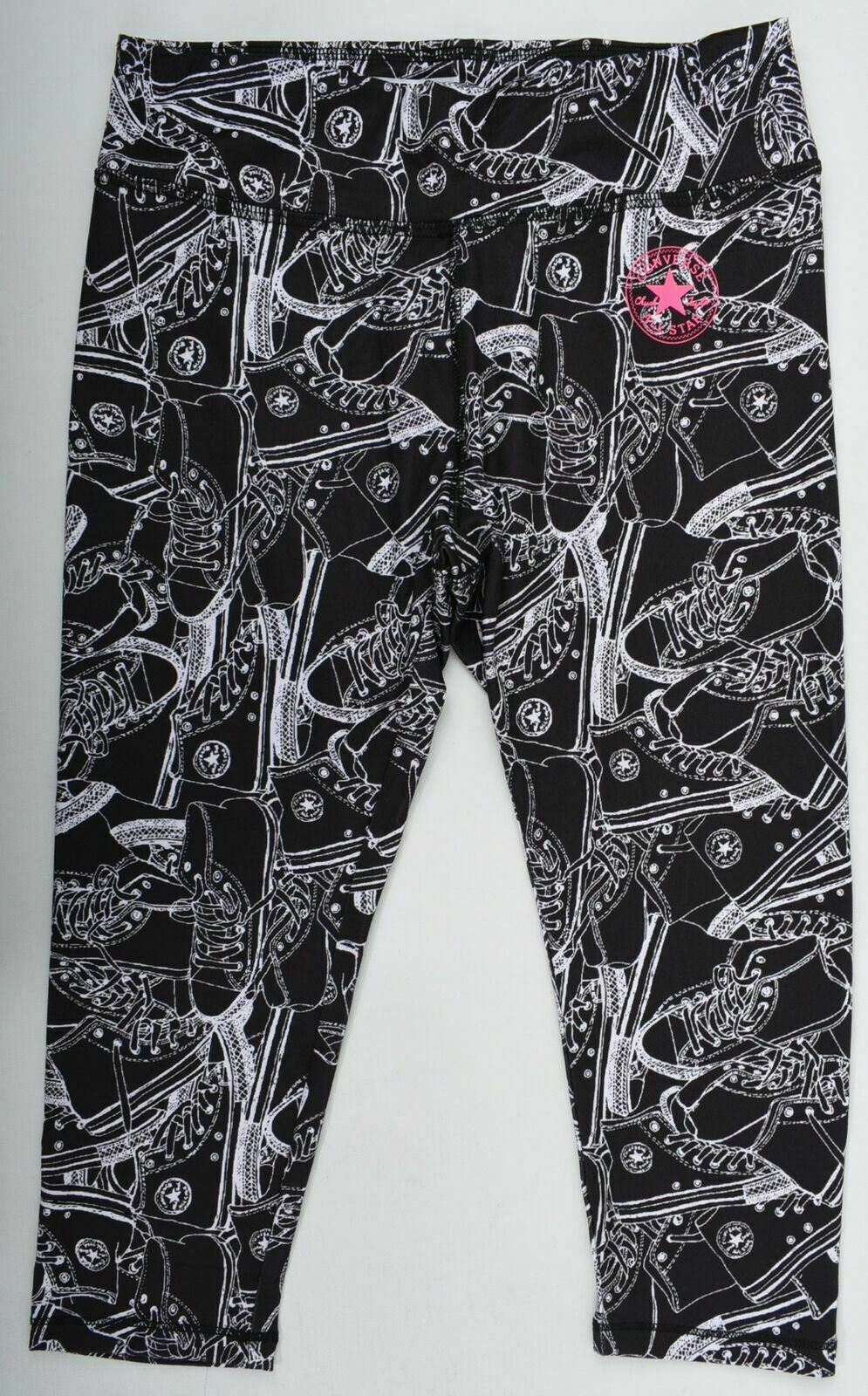 CONVERSE ALL-STAR Girl's Black/White 'Chuck' Capri Leggings 12 years to 13 years