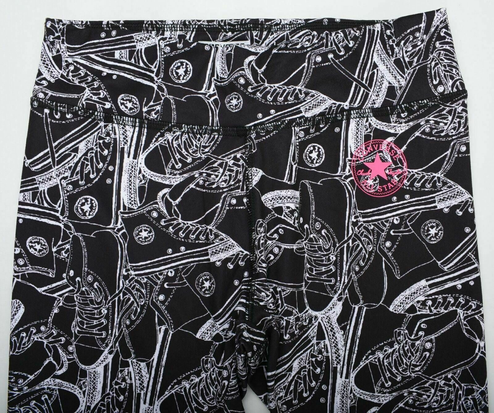 CONVERSE ALL-STAR Girl's Black/White 'Chuck' Capri Leggings 12 years to 13 years