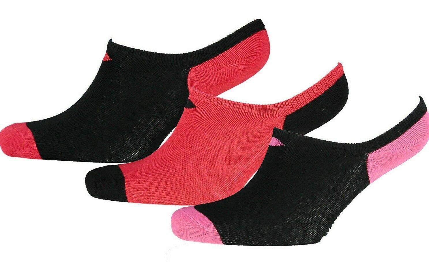 LULU GUINNESS Women's 3-pk Trainer Liner Socks, Black/Red/Pink, UK 4-8