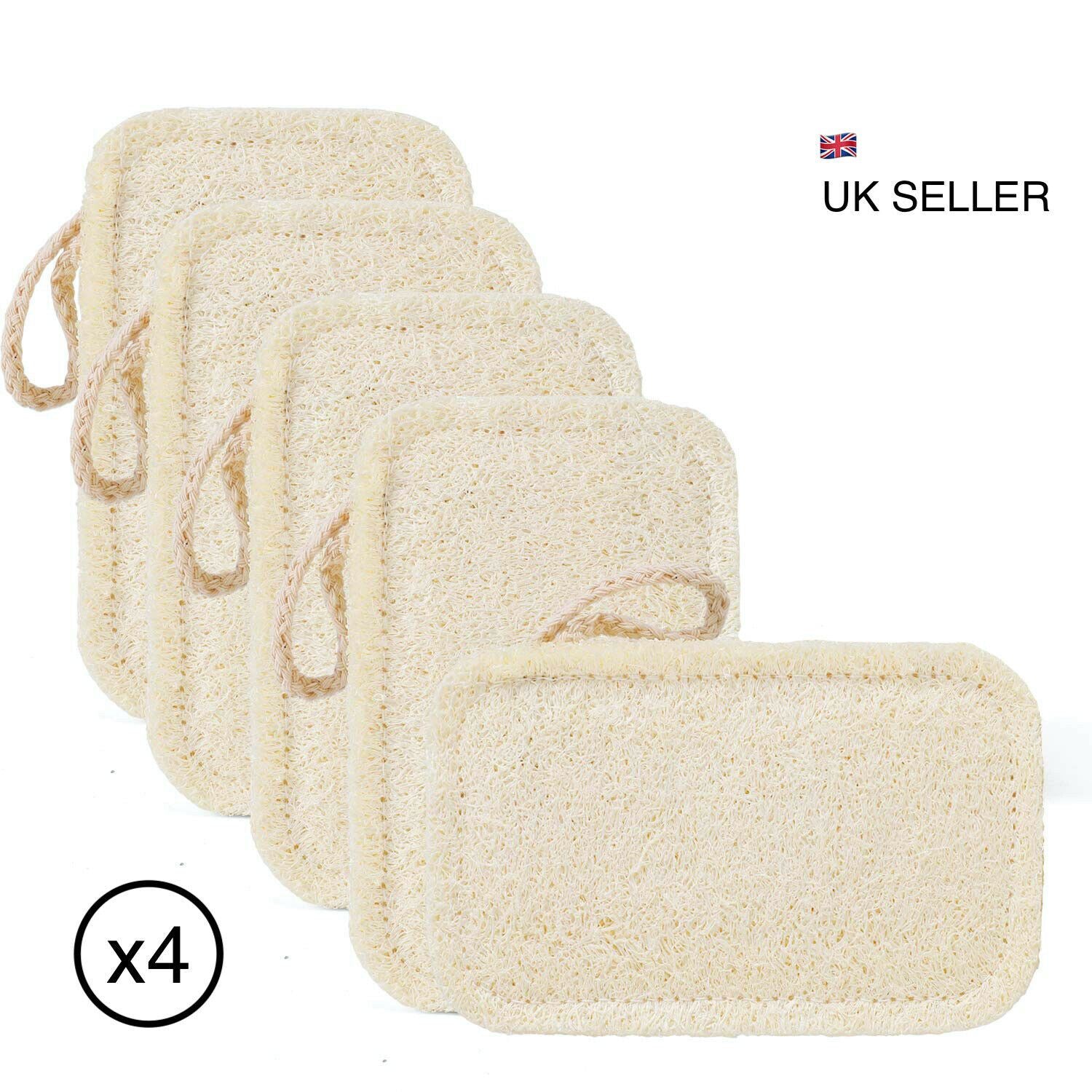 4pcs Eco Biodegradable Natural Fibres Kitchen Cleaning Sponge Pads with Handle