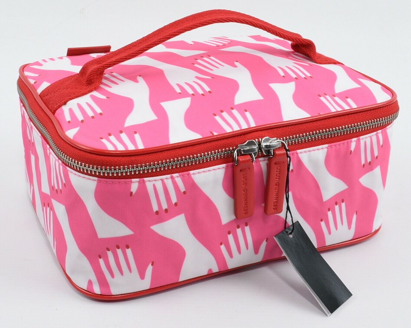 LULU GUINNESS Hug Print Large Vanity Case, Peony Pink    RRP £75
