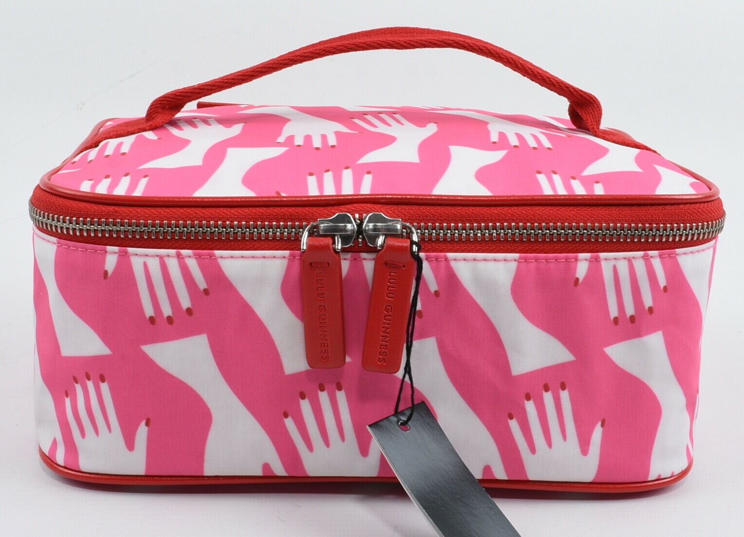 LULU GUINNESS Hug Print Large Vanity Case, Peony Pink    RRP £75