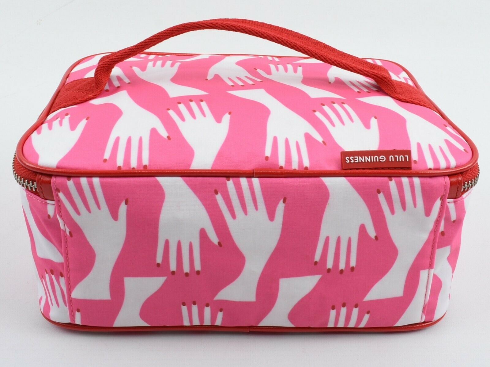 LULU GUINNESS Hug Print Large Vanity Case, Peony Pink    RRP £75