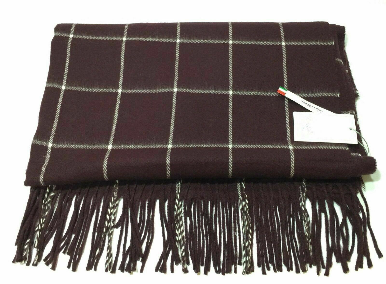 ZIGHILLI Burgundy Checkered Women's Scarf / Shawl - Made In Italy