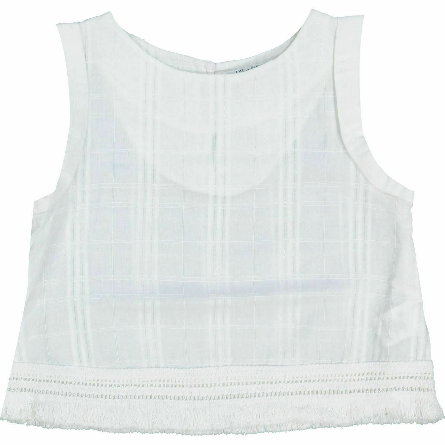 BIMBALINA Kids' Girls' White Check Fringed Hem Blouse Tank Top 2 y 3 y & 4 years