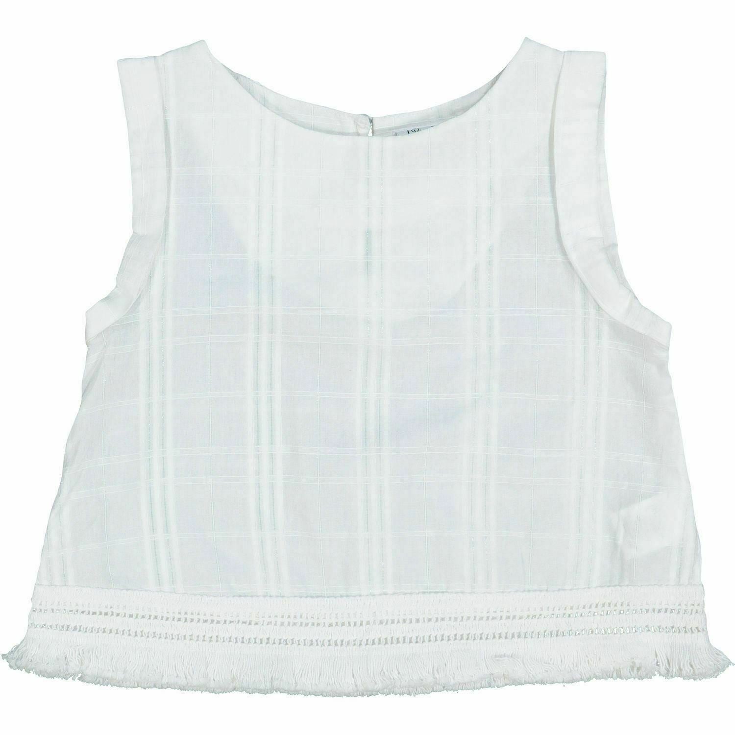 BIMBALINA Kids' Girls' White Check Fringed Hem Blouse Tank Top 2 y 3 y & 4 years