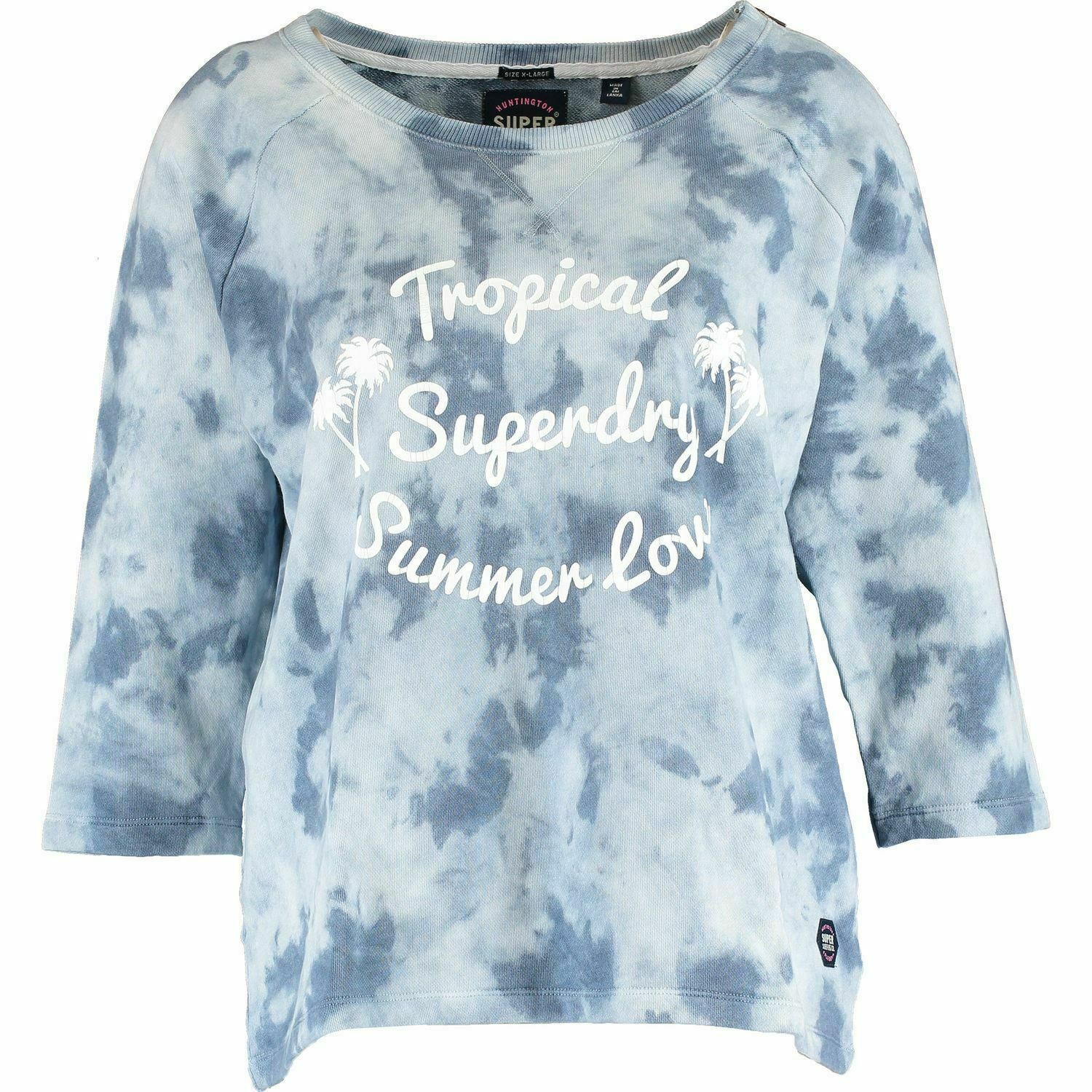 SUPERDRY Women's Washed Crop Crew Sweatshirt, Light Indigo Mist, size XS / UK 8