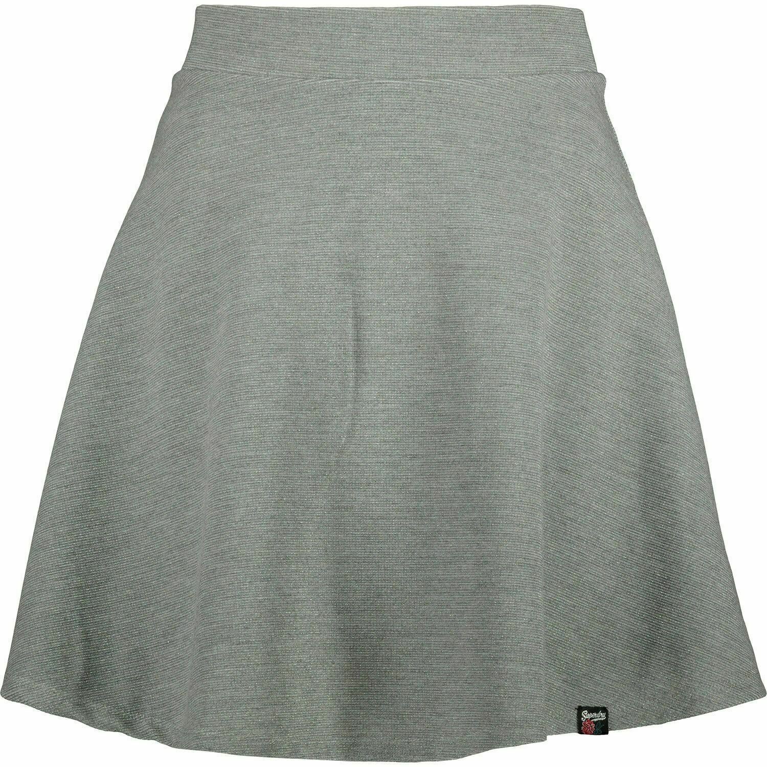 SUPERDRY Women's TAYLA Iron Grey Sparkle Skater Skirt, size L / UK 14