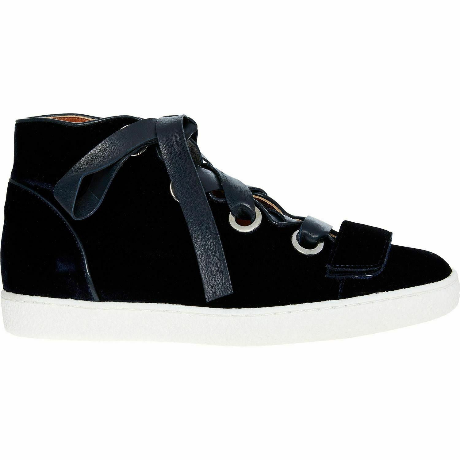 DEREK LAM Women's SERENA Navy Velvet High Top Trainers Sneakers, sizes UK 3 UK 4