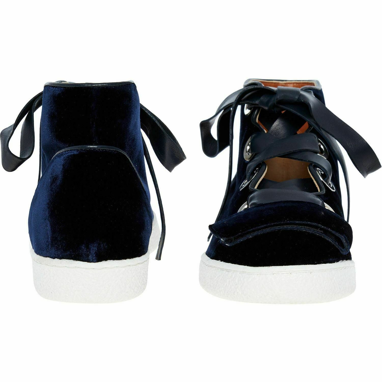 DEREK LAM Women's SERENA Navy Velvet High Top Trainers Sneakers, sizes UK 3 UK 4