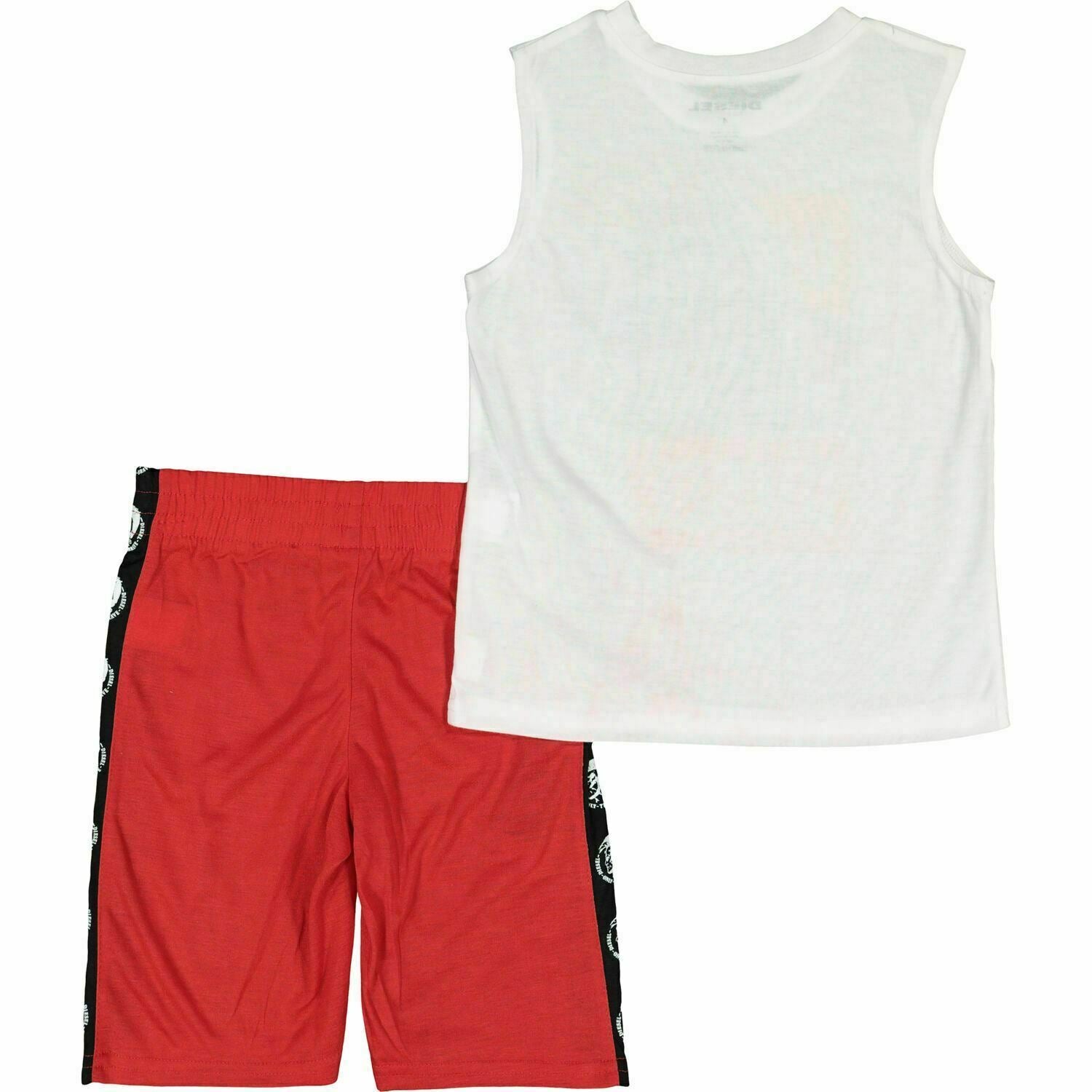 DIESEL Boys Kids 2-pc Pyjama Set Vest Tank Top & Shorts White & Red size 5 years