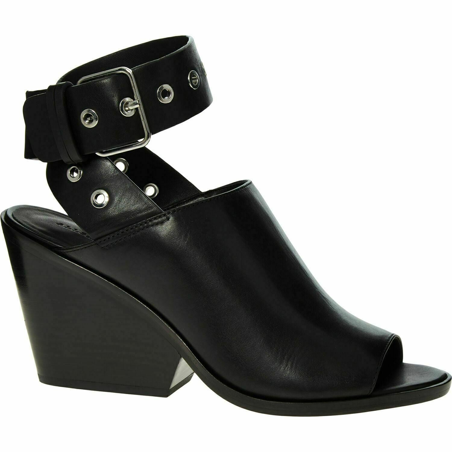 ALLSAINTS Women's POMOLA Genuine Leather Open Toe Sandals Heels, Black UK 5