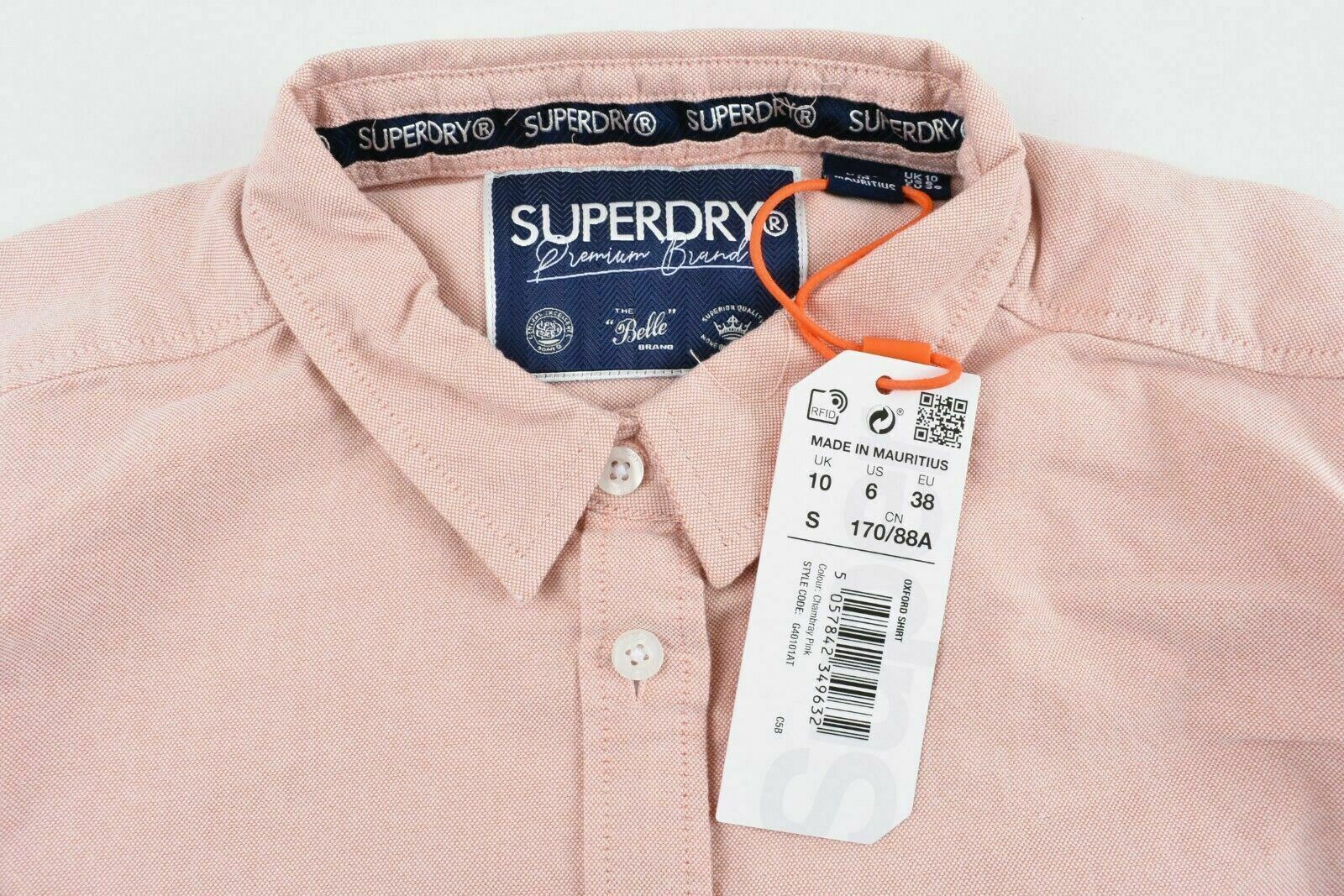 SUPERDRY Women's OXFORD Shirt, Chambray Pink, size S/UK 10