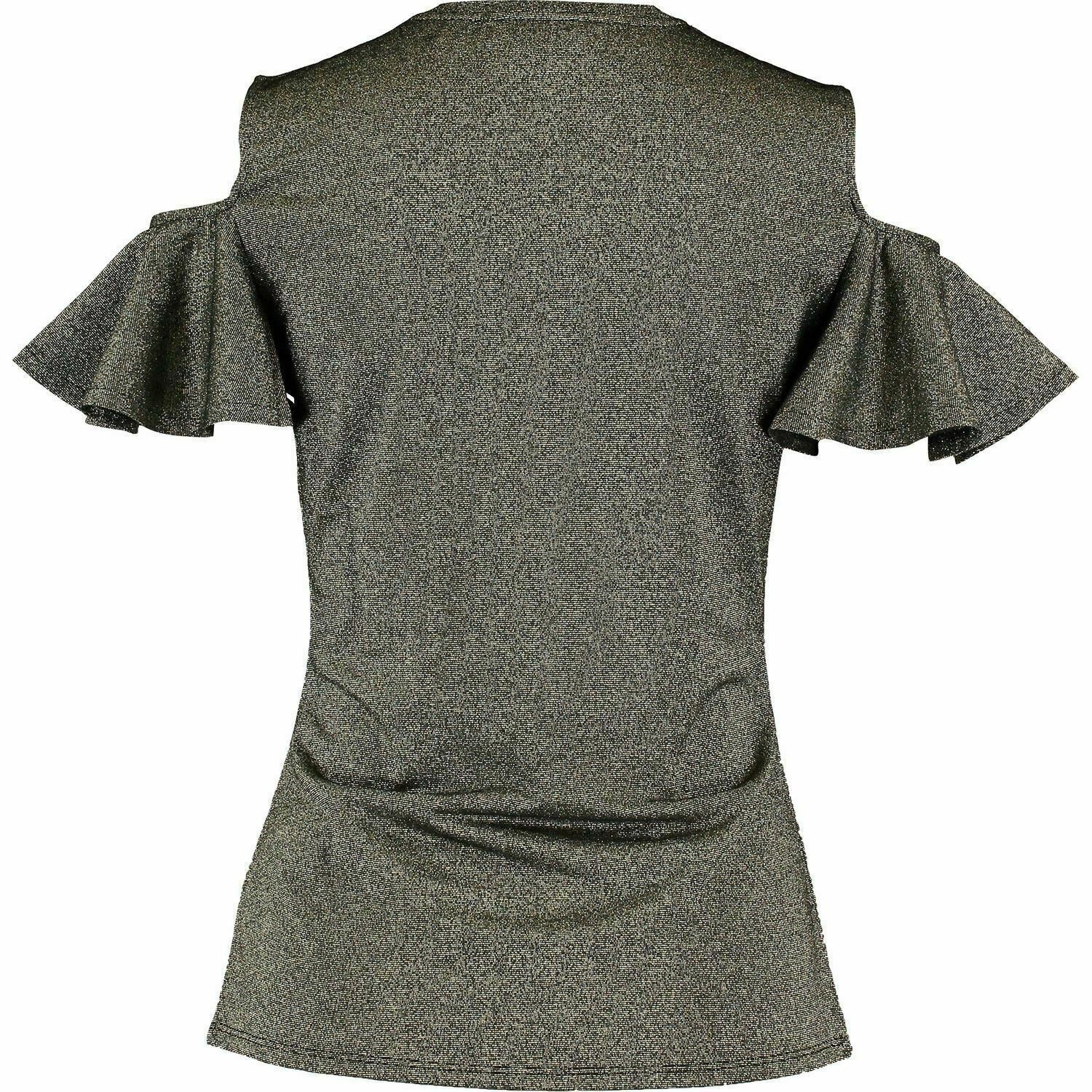 TED BAKER Women's Gold Cold Shoulder Sparkle Top Size 1 UK 6