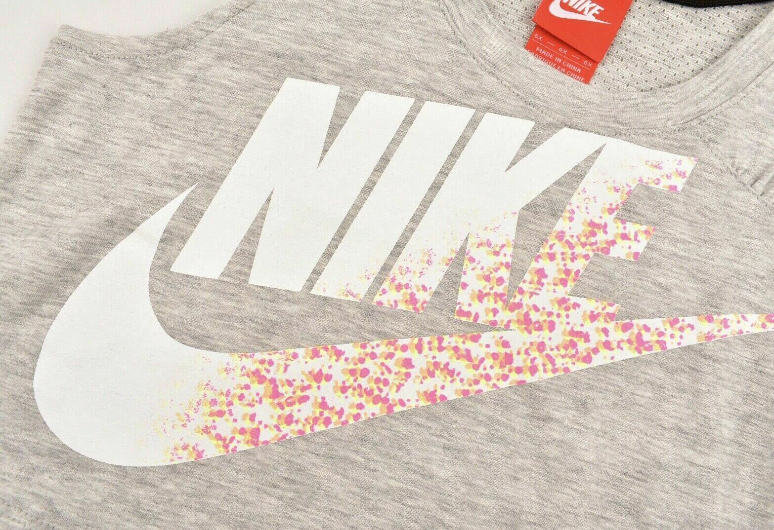 NIKE Girls' Kids' Activewear Cropped Top, Grey, sizes 5 y /6 y /7 years