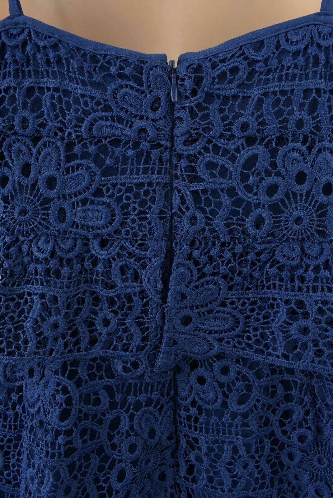 GUESS Women's Crochet Spaghetti Straps Dress, Blue, size UK 4 UK 6