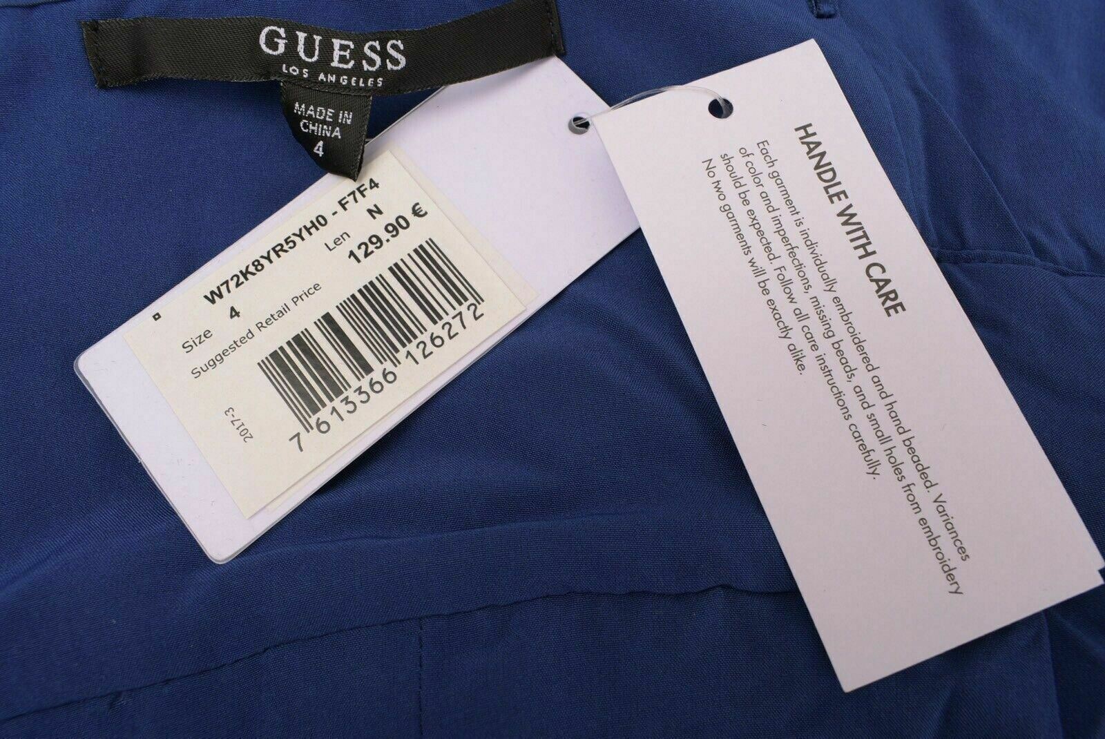 GUESS Women's Crochet Spaghetti Straps Dress, Blue, size UK 4 UK 6