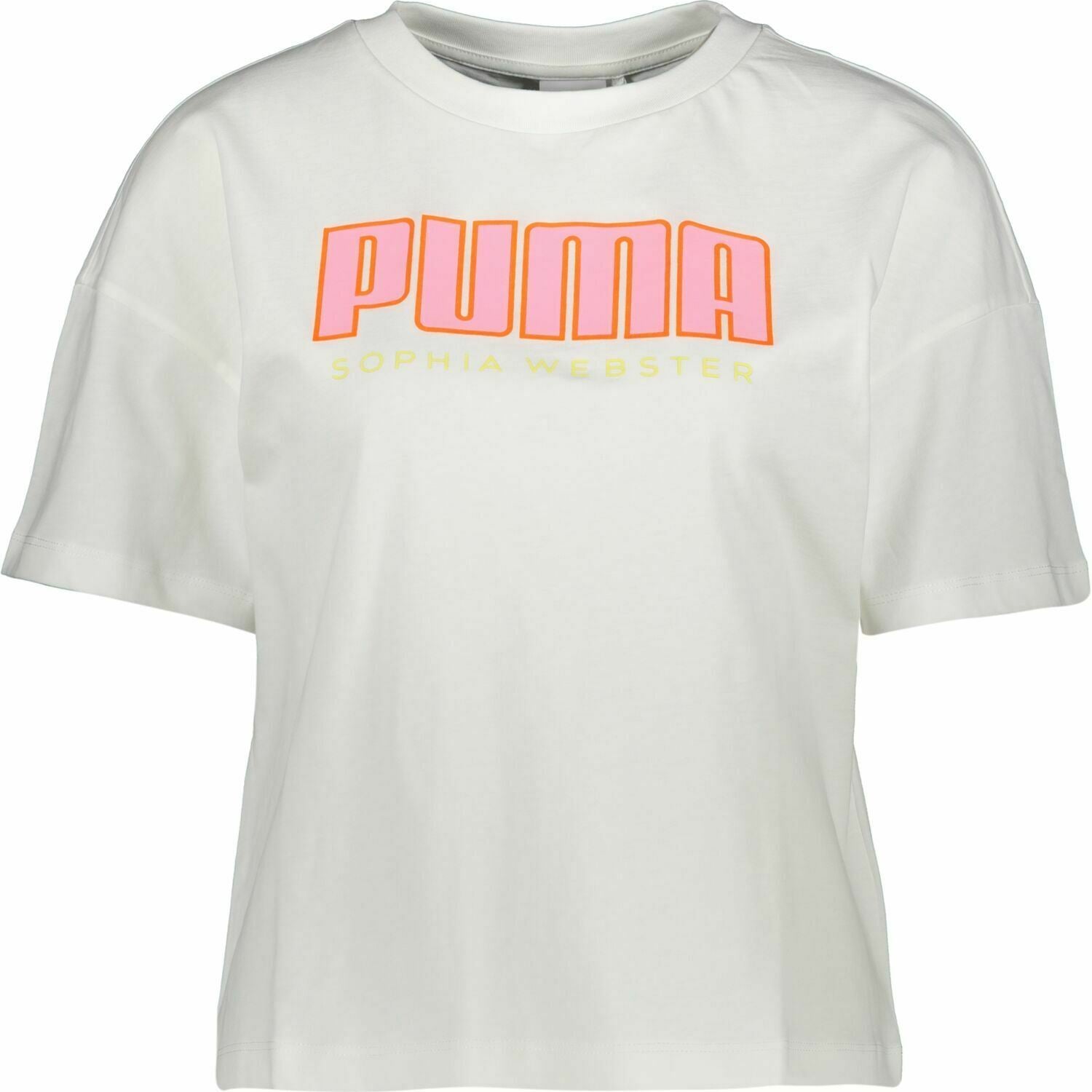PUMA x SOPHIA WEBSTER Women's White Cropped Logo T-Shirt Top, size XS