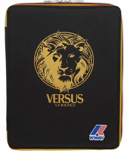 Genuine VERSUS VERSACE x K-WAY iPad Case Zip Around Cover Case, Optical Black