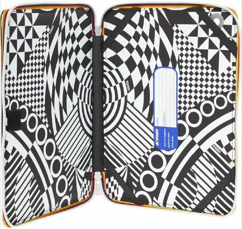 Genuine VERSUS VERSACE x K-WAY iPad Case Zip Around Cover Case, Optical Black