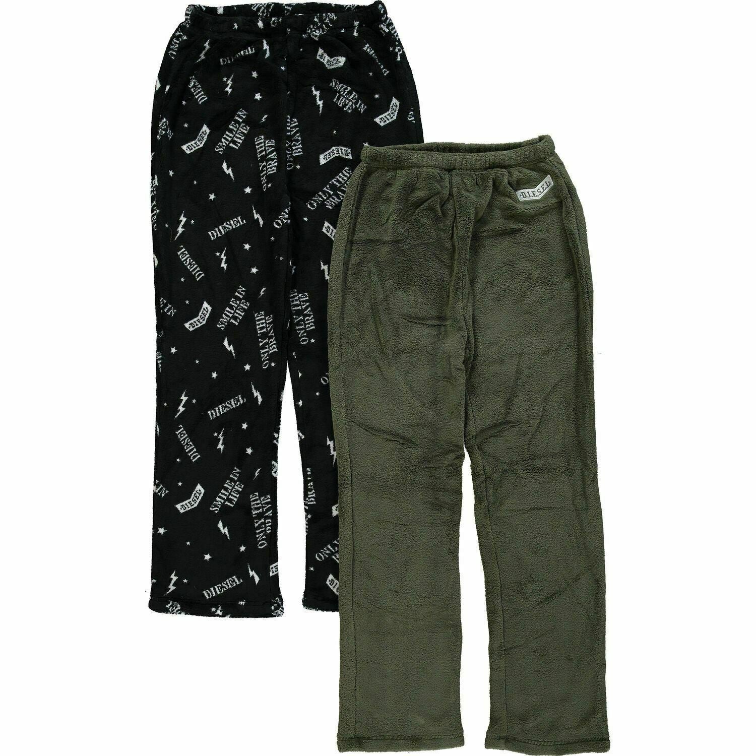 DIESEL 2-pk Boys Fleece Lounge Pyjama Joggers Black/Green 18 y /19 y /20 years