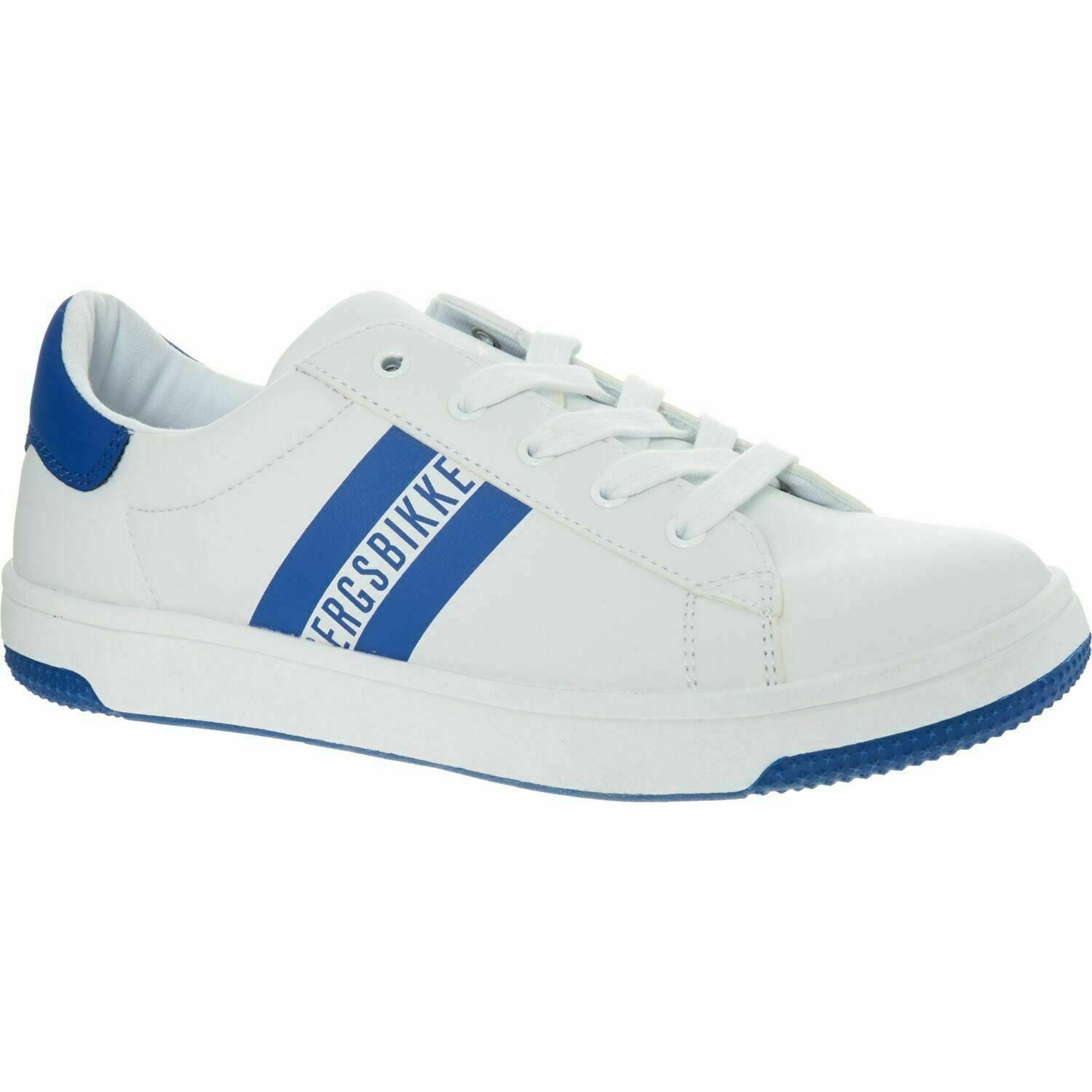 BIKKEMBERGS Boys' White & Blue Logo Trainers, size UK junior 6 /EU 39