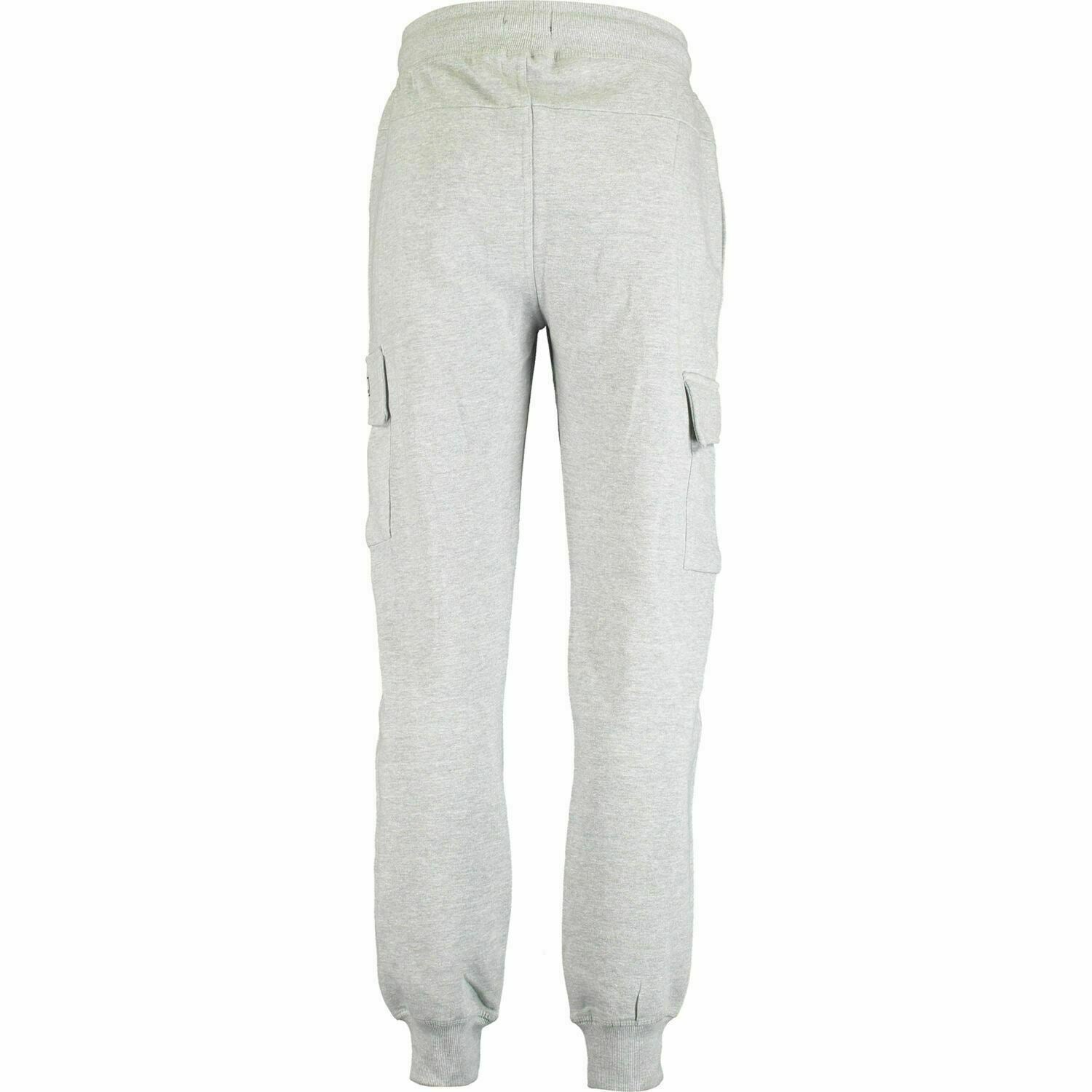 BENCH Men's Fargo Grey Marl Joggers, Thigh Pockets, Fleece Backed Jersey, size M