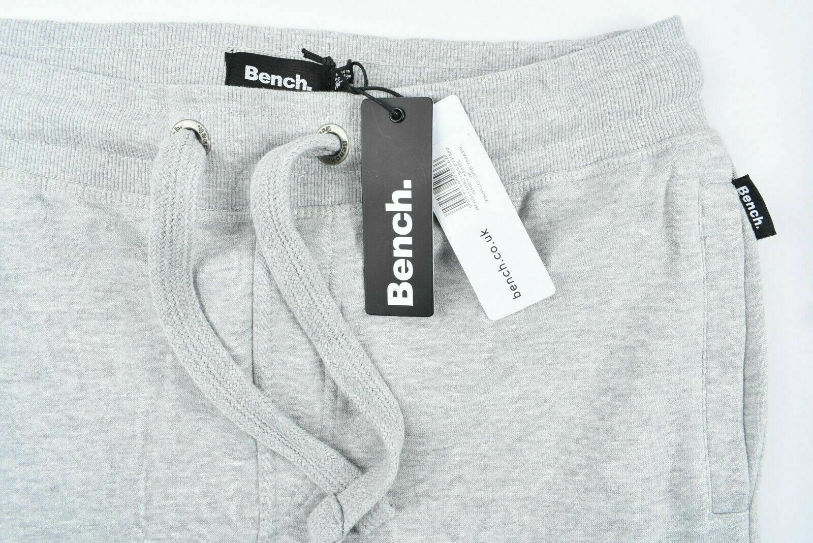 BENCH Men's Fargo Grey Marl Joggers, Thigh Pockets, Fleece Backed Jersey, size M