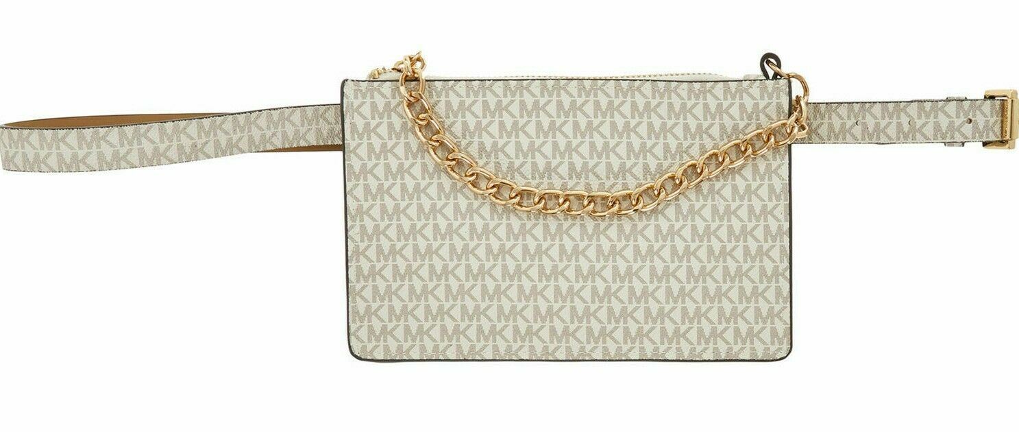 MICHAEL KORS Women's Men's Monogram Print Bum Bag, Vanilla, belt size M