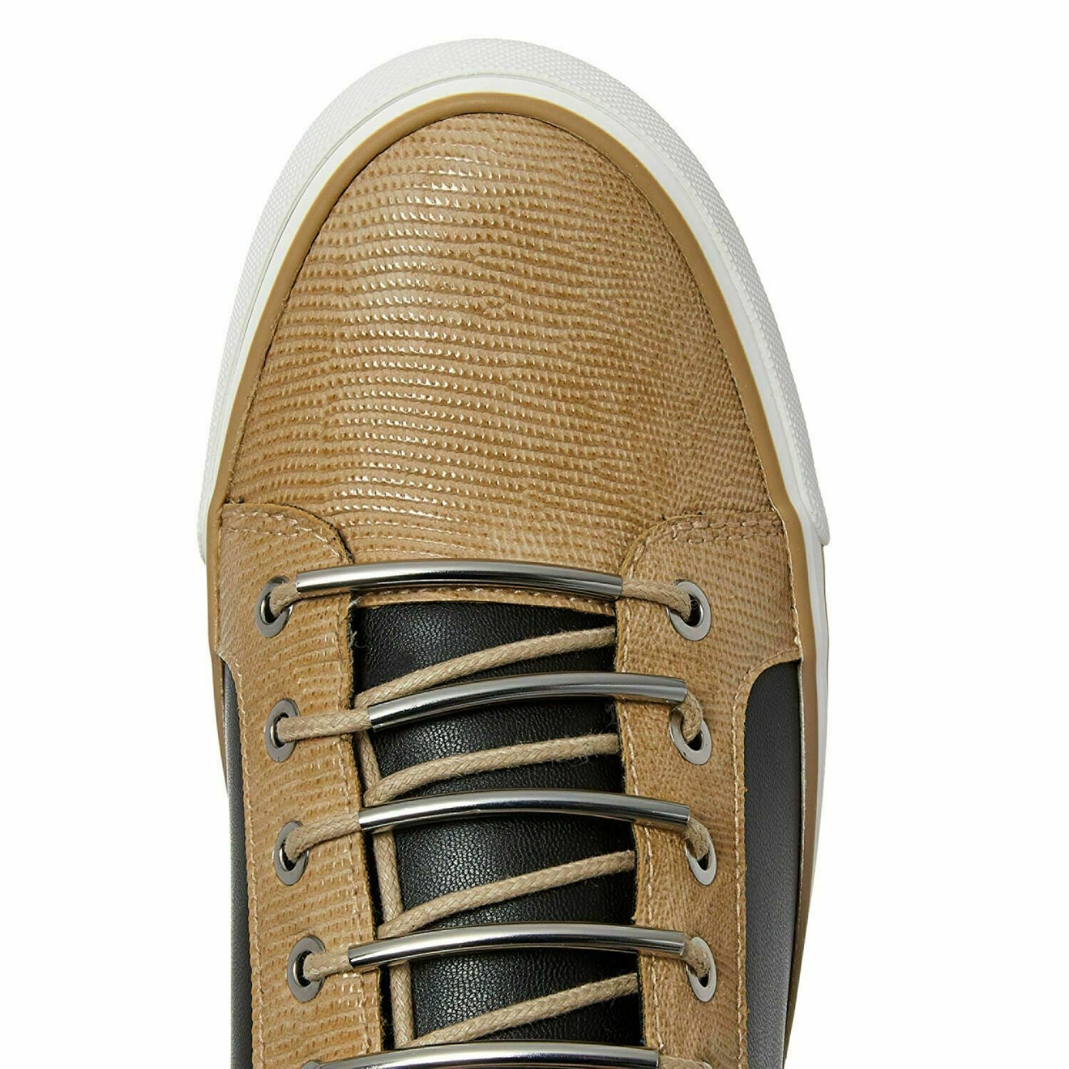 ARMANI JEANS Women's Reptile Effect Trainers Sneakers, Beige/Black, UK 6 EU 39
