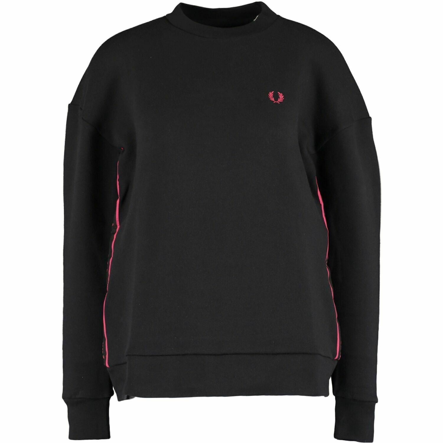 FRED PERRY Women's Black & Pink Side Tape Sweatshirt, UK 16