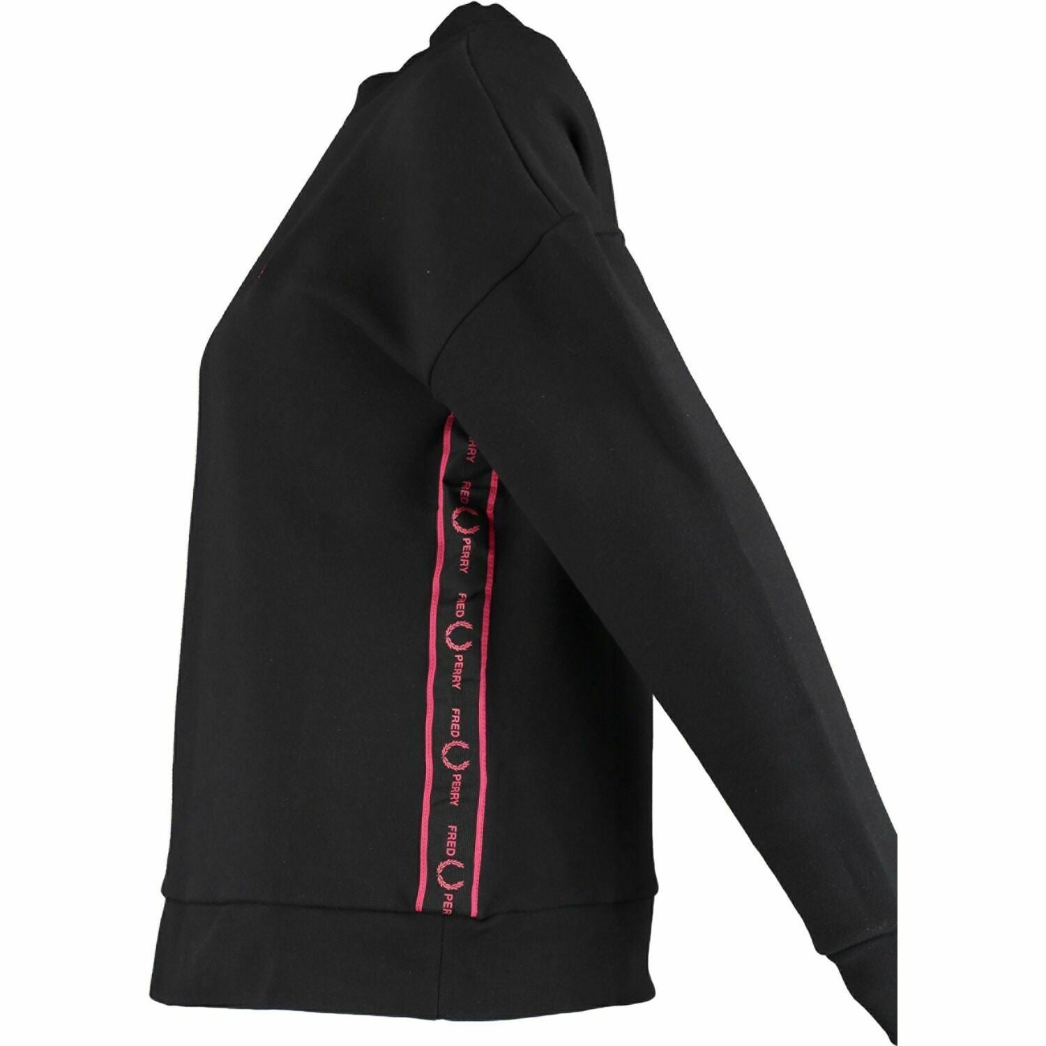 FRED PERRY Women's Black & Pink Side Tape Sweatshirt, UK 16