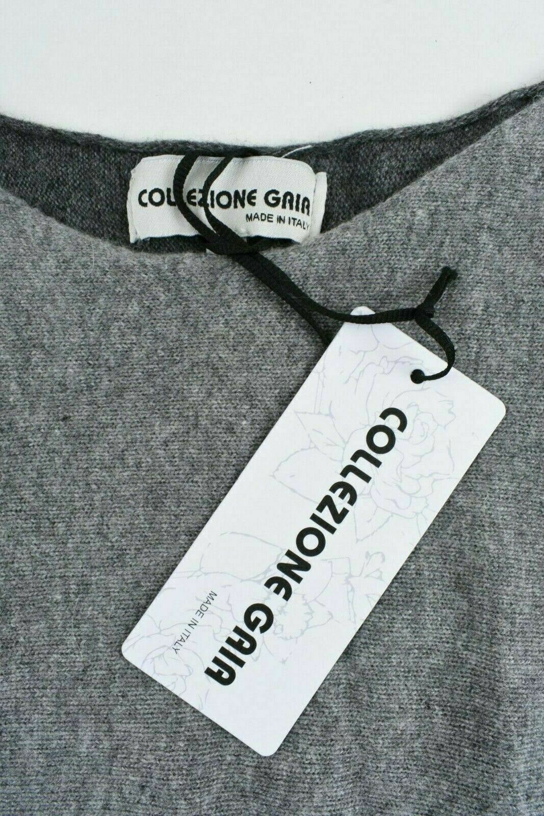 COLLEZIONE GAIA Women's Wool Blend Jumper, Light Grey/Dark Grey size S to size M