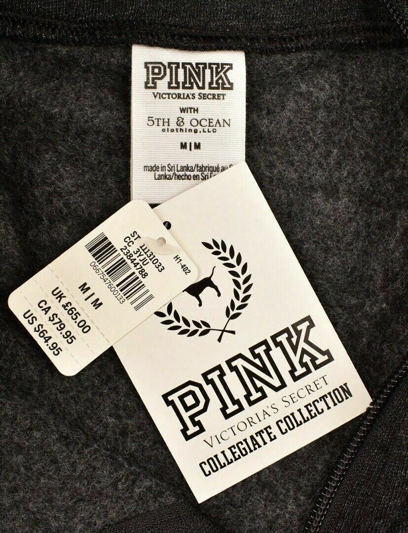 VICTORIA'S SECRET PINK Women's Girls' 1/2 Zip Memphis Sweatshirt, Grey, size M