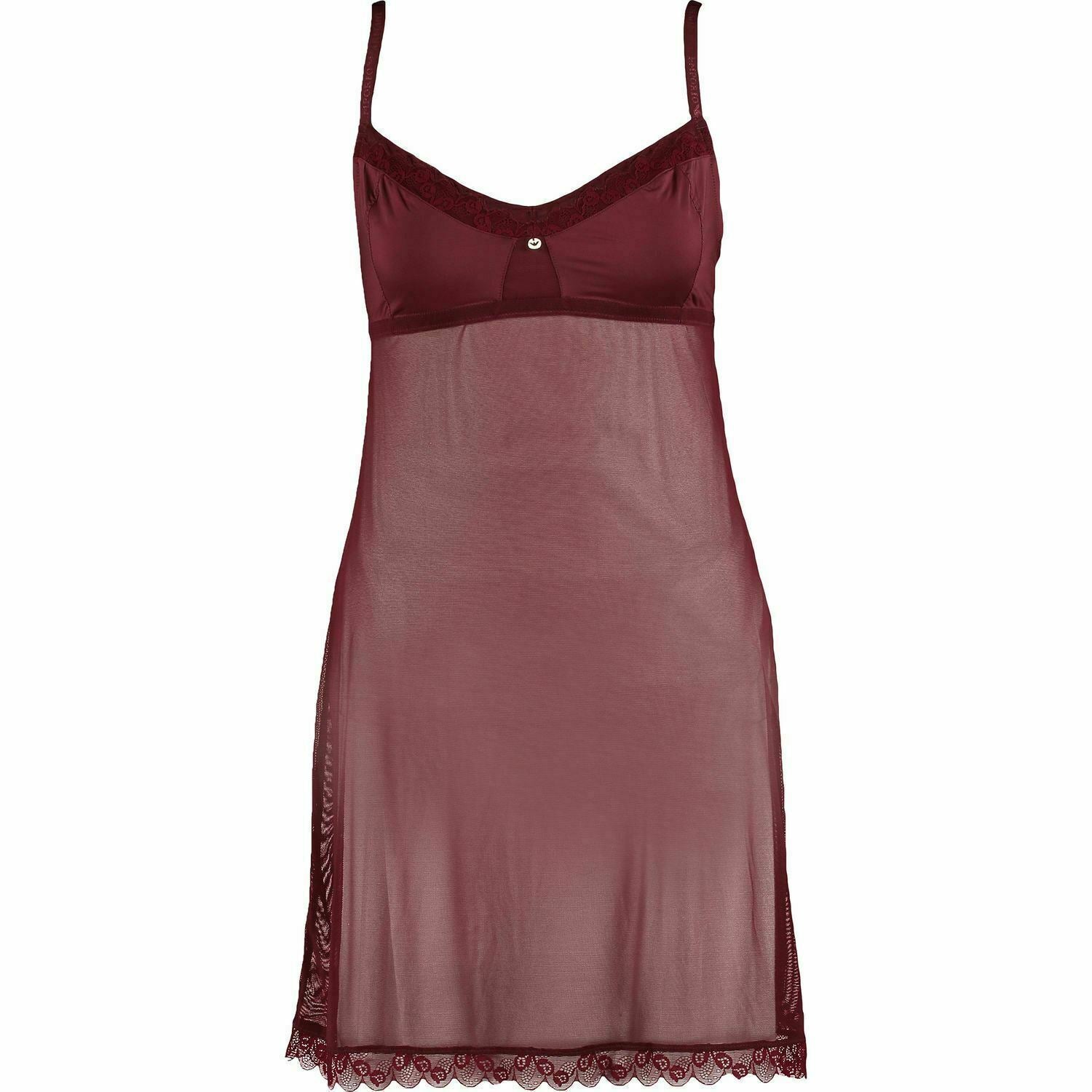 EMPORIO ARMANI Women's Wine Baby Doll Sheer Nightdress - size XS /size XL
