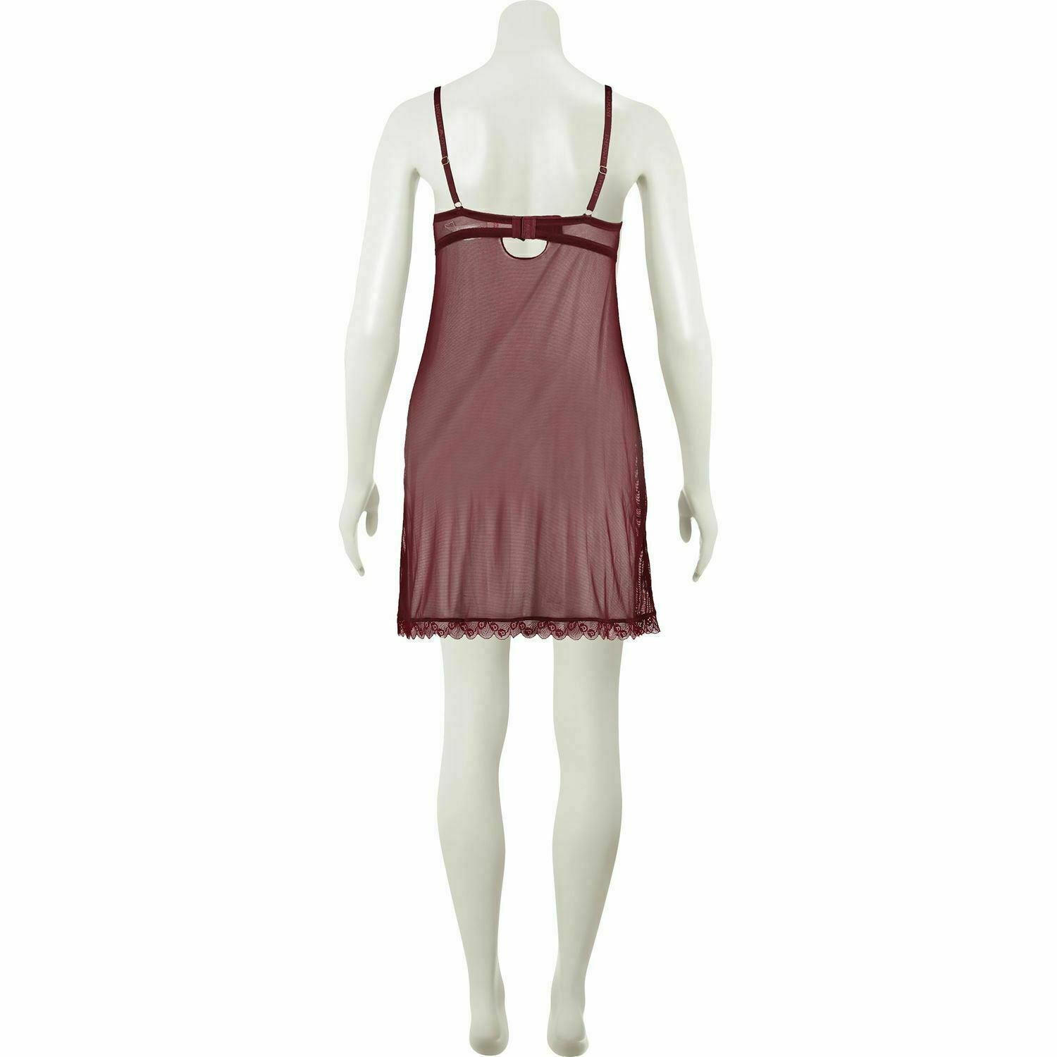 EMPORIO ARMANI Women's Wine Baby Doll Sheer Nightdress - size XS /size XL
