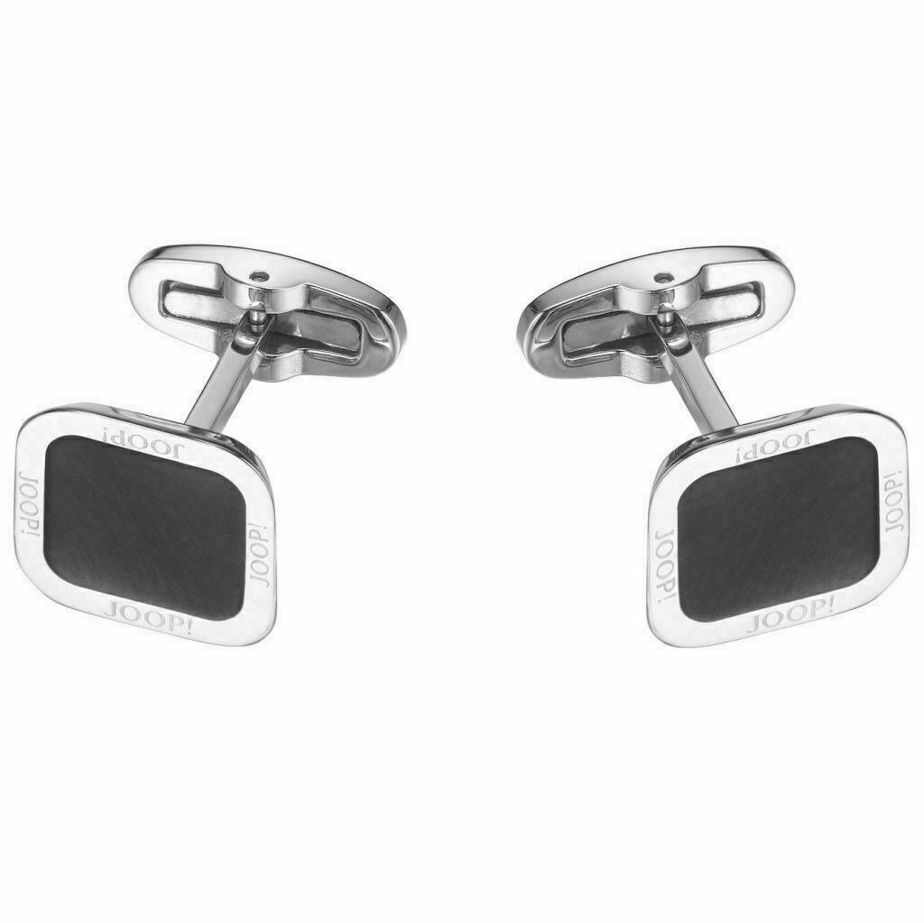 JOOP! Men's Luxury Cufflinks Silver/Black Epoxy Enamel, Boxed