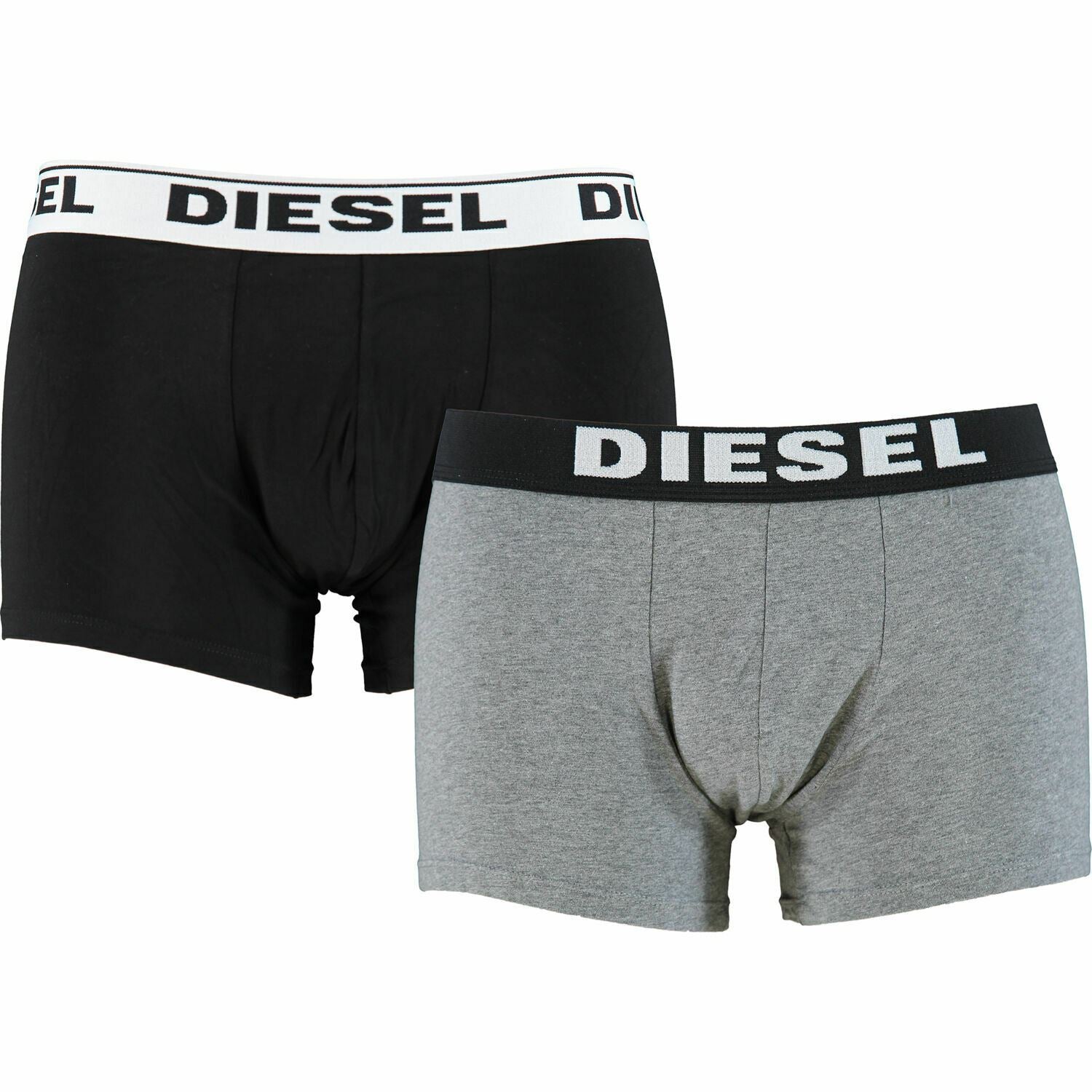 DIESEL Underwear: Men's 2-Pack Stretch Cotton Boxer Trunks, Black/Grey, size L