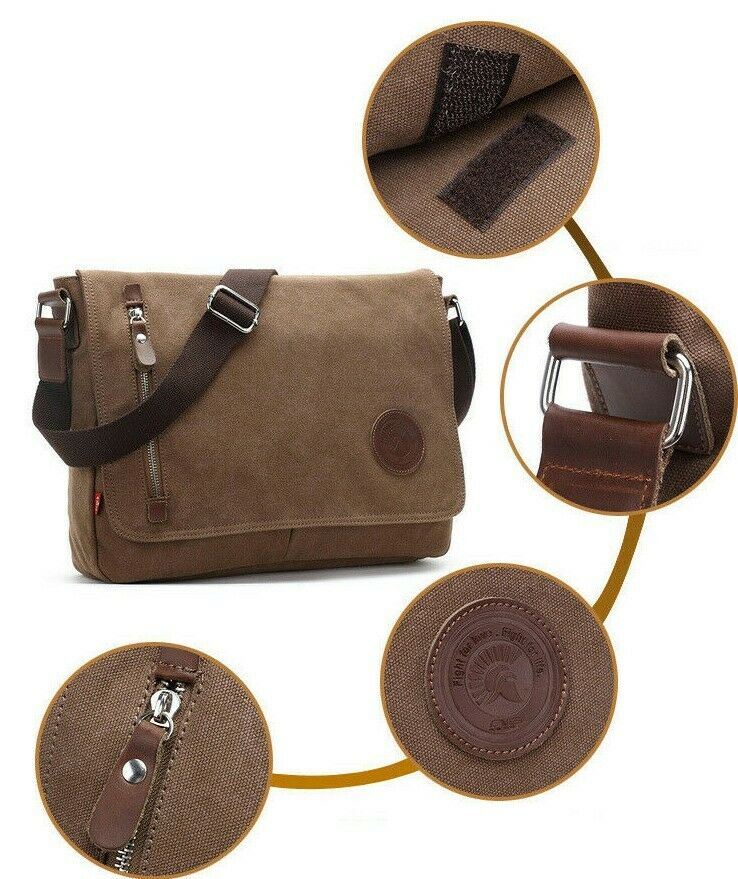 Men's Canvas Messenger Bag /Crossbody Bag, Shoulder Bag, Black