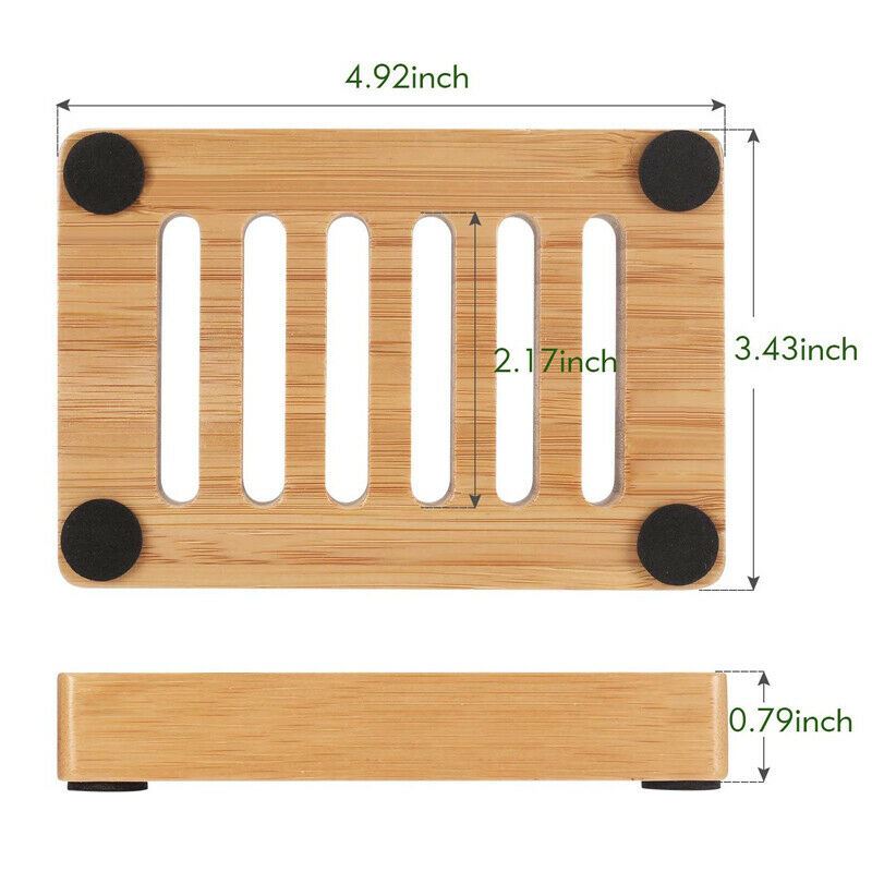 2-pack Organic BAMBOO Wooden Soap Dish, Eco-Friendly, Anti-slip