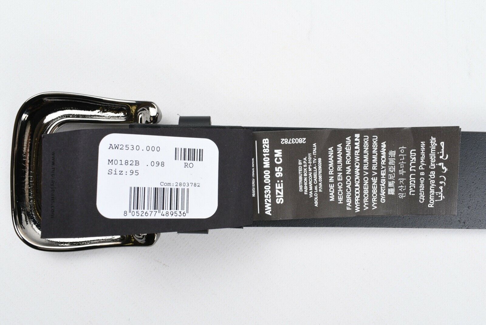 REPLAY Women's Regenerated Leather Belt, Black, size W38