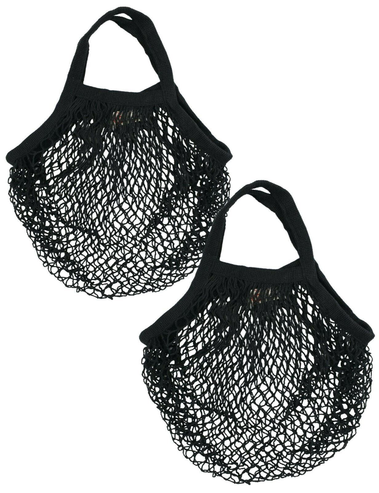 JOB LOT 20 x Black Reusable Mesh Cotton Fruit/Vegetable Shopping Bag 33x33cm