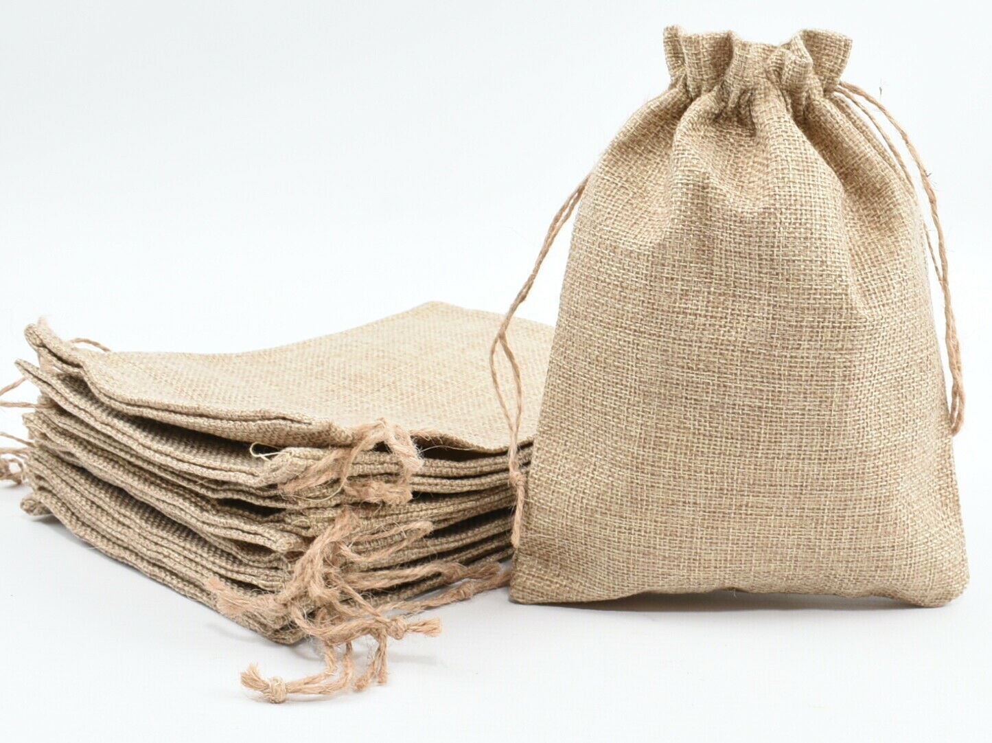 14x JUTE BURLAP DRAWSTRING BAGS Pouch Wedding Favour Gift Sacks - 15x20cm