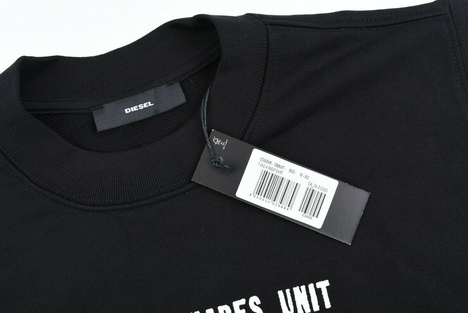 DIESEL Women's ANG-A Sweatshirt, 100% Cotton, Black, size Medium