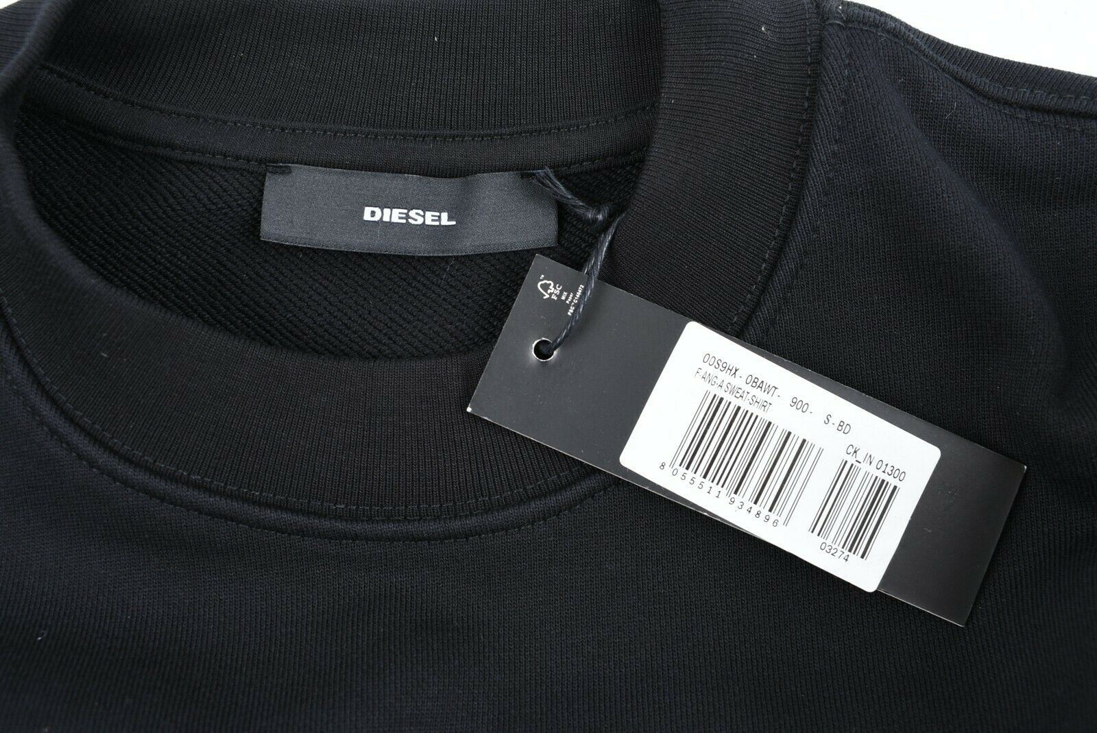 DIESEL Women's ANG-A Sweatshirt, 100% Cotton, Black, size SMALL